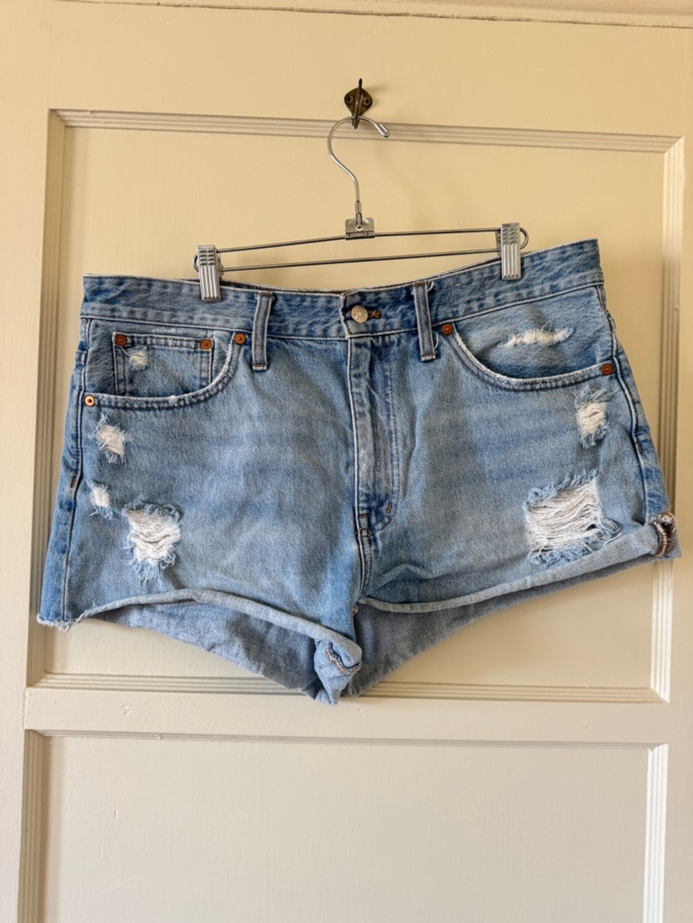 Madewell Light Blue Distressed Denim Cutoff Shorts